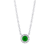 0.04ct Diamond & 0.11ct Green Garnet 14k White Gold Diamond Pendant